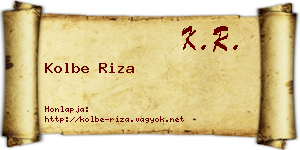 Kolbe Riza névjegykártya
